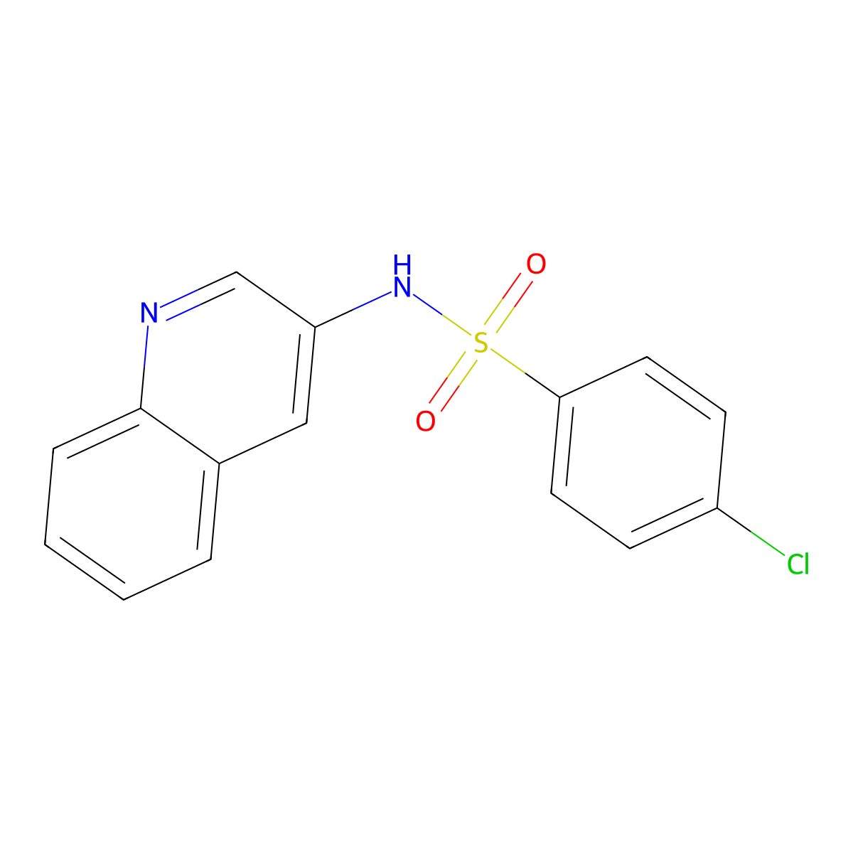 4-chloro-N-quinolin-3-ylbenzenesulfonamide molecular structure, CAS 1022859-40-0