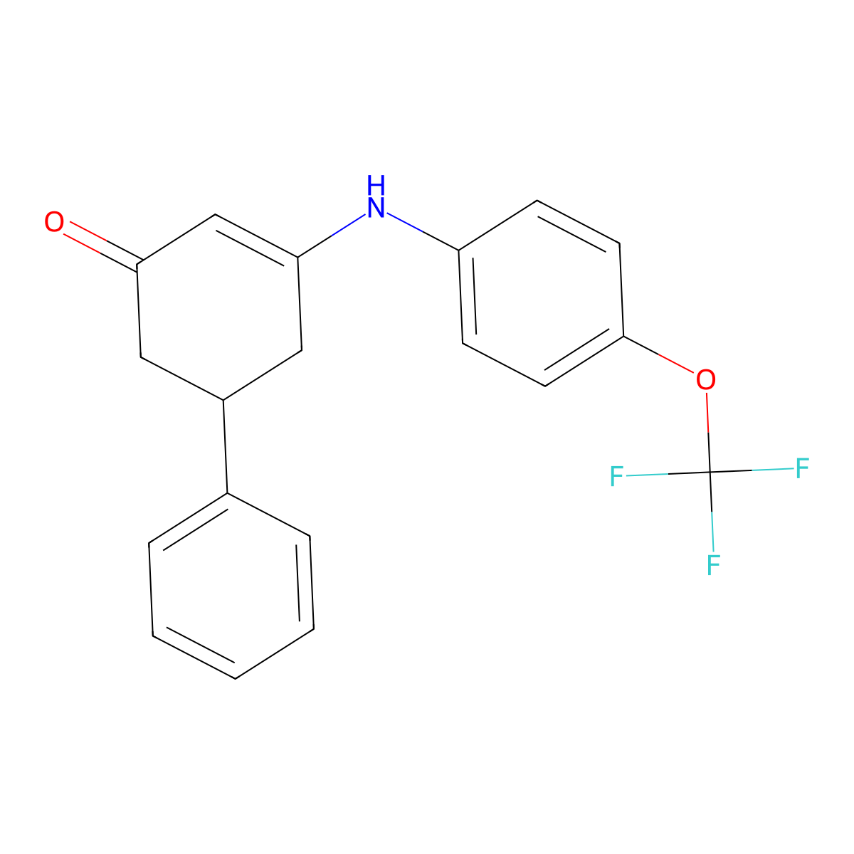 5-Phenyl-3-((4-(trifluoromethoxy)phenyl)amino)cyclohex-2-EN-1-one molecular structure, CAS 1022860-49-6