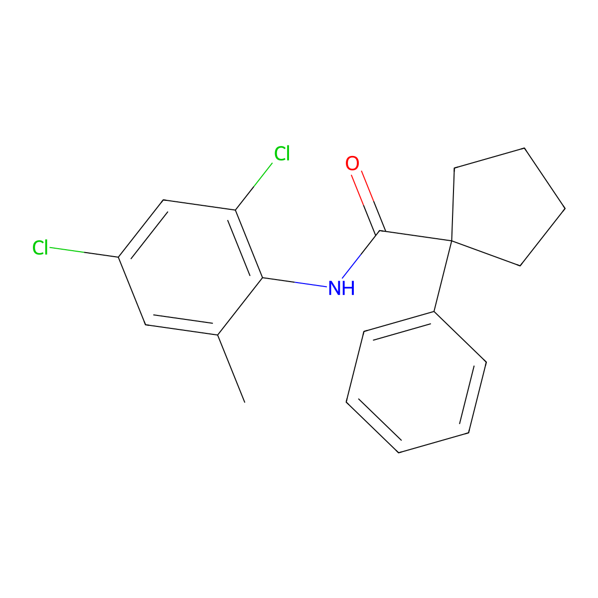 N-(2,4-dichloro-6-methylphenyl)-1-phenylcyclopentane-1-carboxamide molecular structure, CAS 1022860-55-4