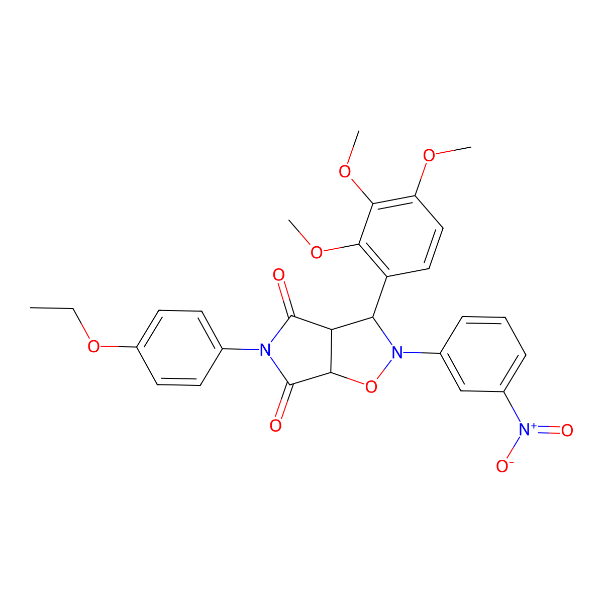 5-(4-ethoxyphenyl)-2-(3-nitrophenyl)-3-(2,3,4-trimethoxyphenyl)dihydro-2H-pyrrolo[3,4-d][1,2]oxazole-4,6(3H,5H)-dione molecular structure, CAS 1022860-88-3