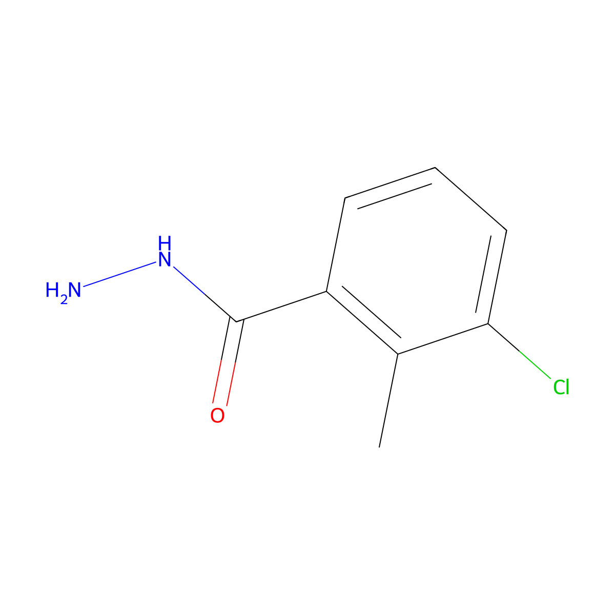 3-Chloro-2-methylbenzohydrazide molecular structure, CAS 1022873-06-8