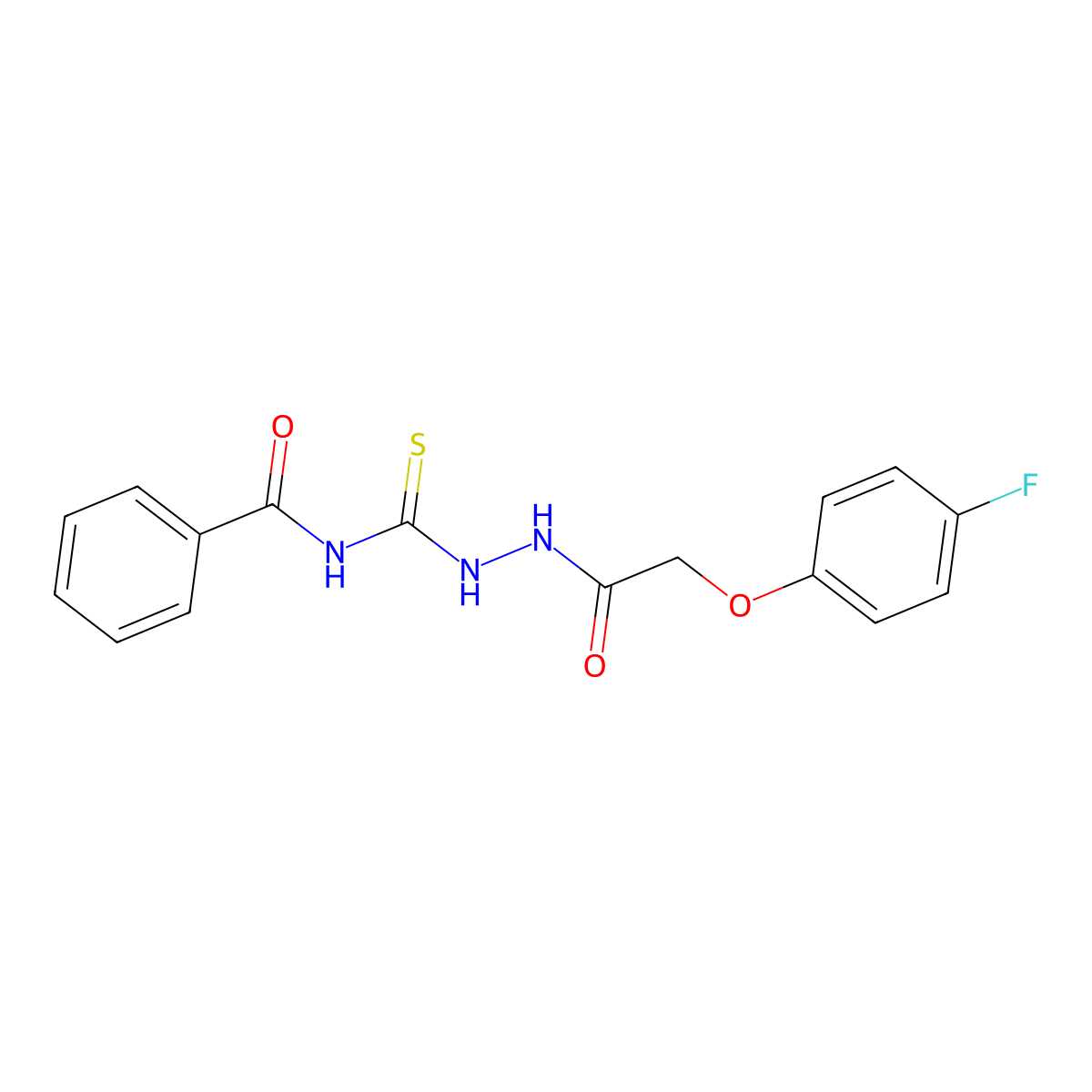 N-[[[2-(4-fluorophenoxy)acetyl]amino]carbamothioyl]benzamide molecular structure, CAS 1022873-90-0