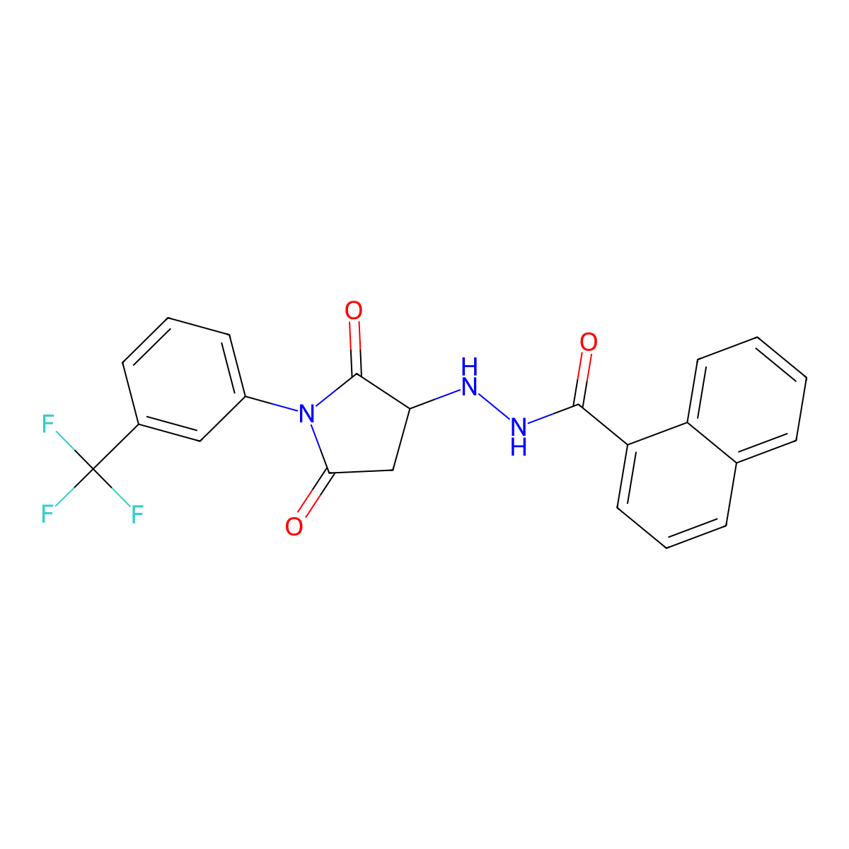 N'-{2,5-dioxo-1-[3-(trifluoromethyl)phenyl]pyrrolidin-3-yl}naphthalene-1-carbohydrazide molecular structure, CAS 1022879-71-5