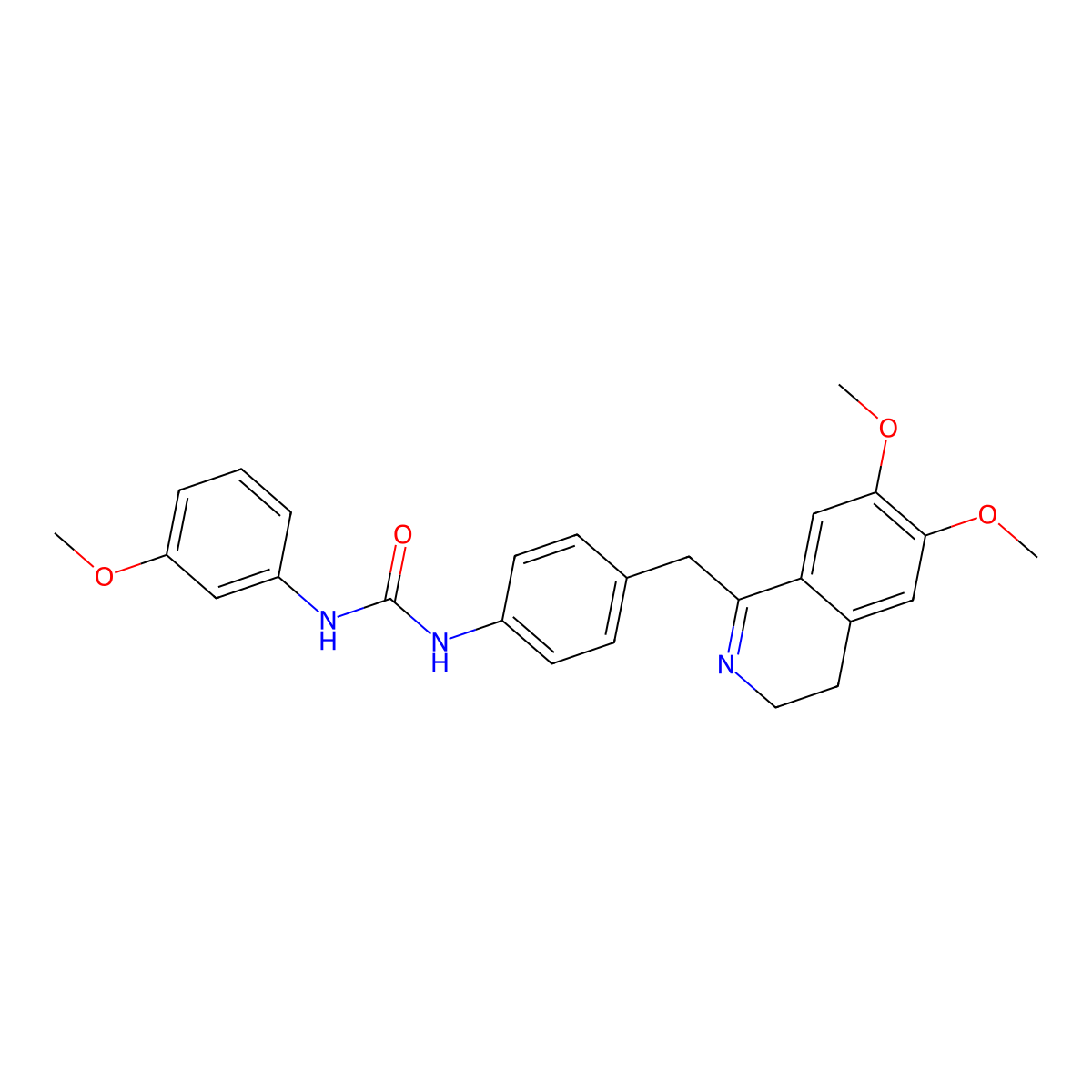 1-[4-[(6,7-Dimethoxy-3,4-dihydroisoquinolin-1-yl)methyl]phenyl]-3-(3-methoxyphenyl)urea molecular structure, CAS 1022881-55-5