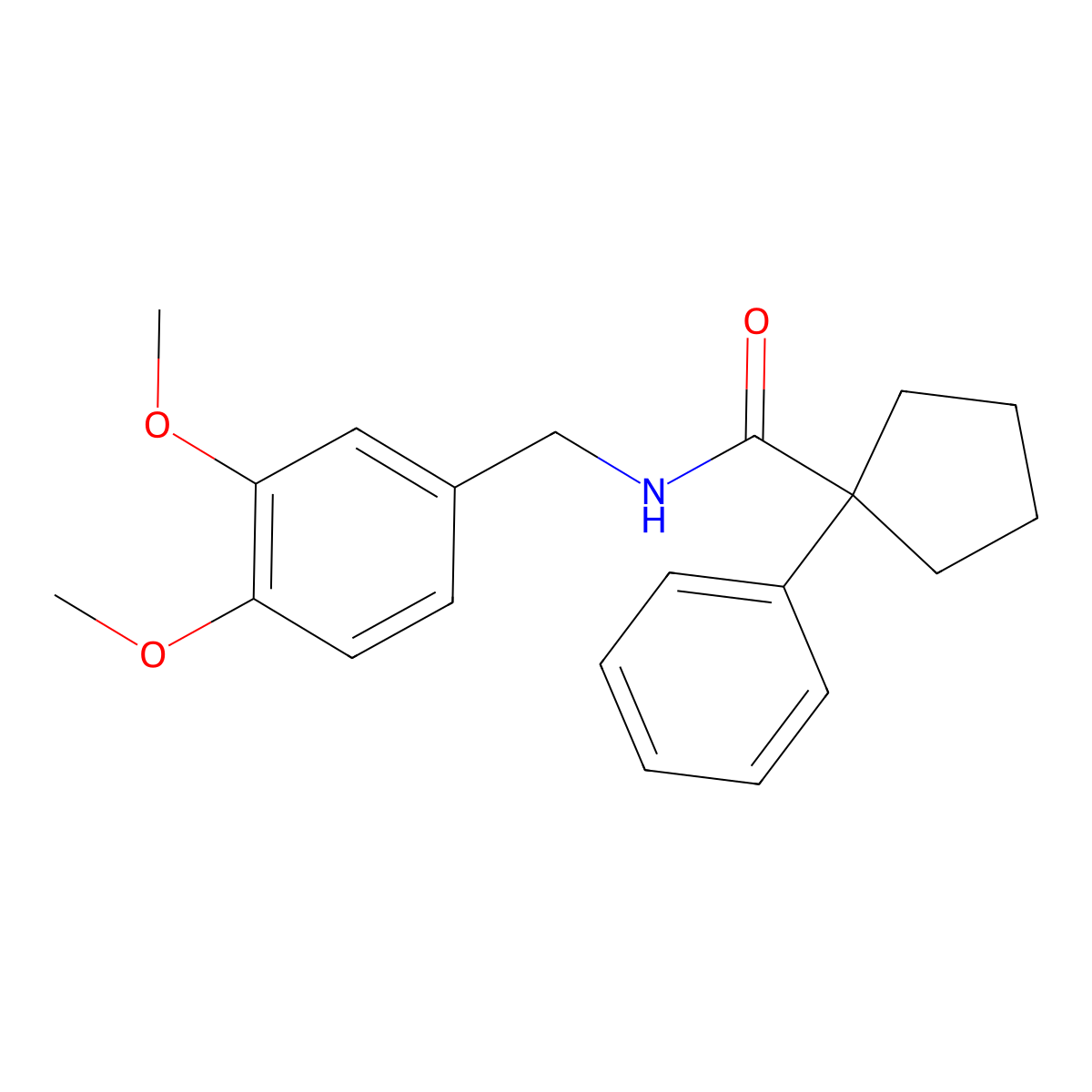 N-[(3,4-dimethoxyphenyl)methyl]-1-phenylcyclopentane-1-carboxamide molecular structure, CAS 1022886-44-7
