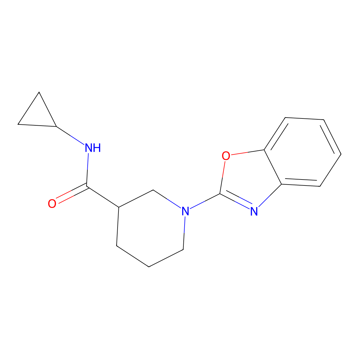 1-(1,3-benzoxazol-2-yl)-N-cyclopropylpiperidine-3-carboxamide molecular structure, CAS 1022888-05-6