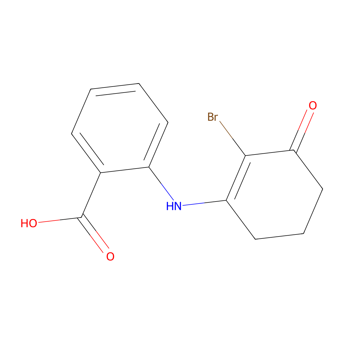 2-((2-Bromo-3-oxocyclohex-1-enyl)amino)benzoic acid molecular structure, CAS 1022890-00-1
