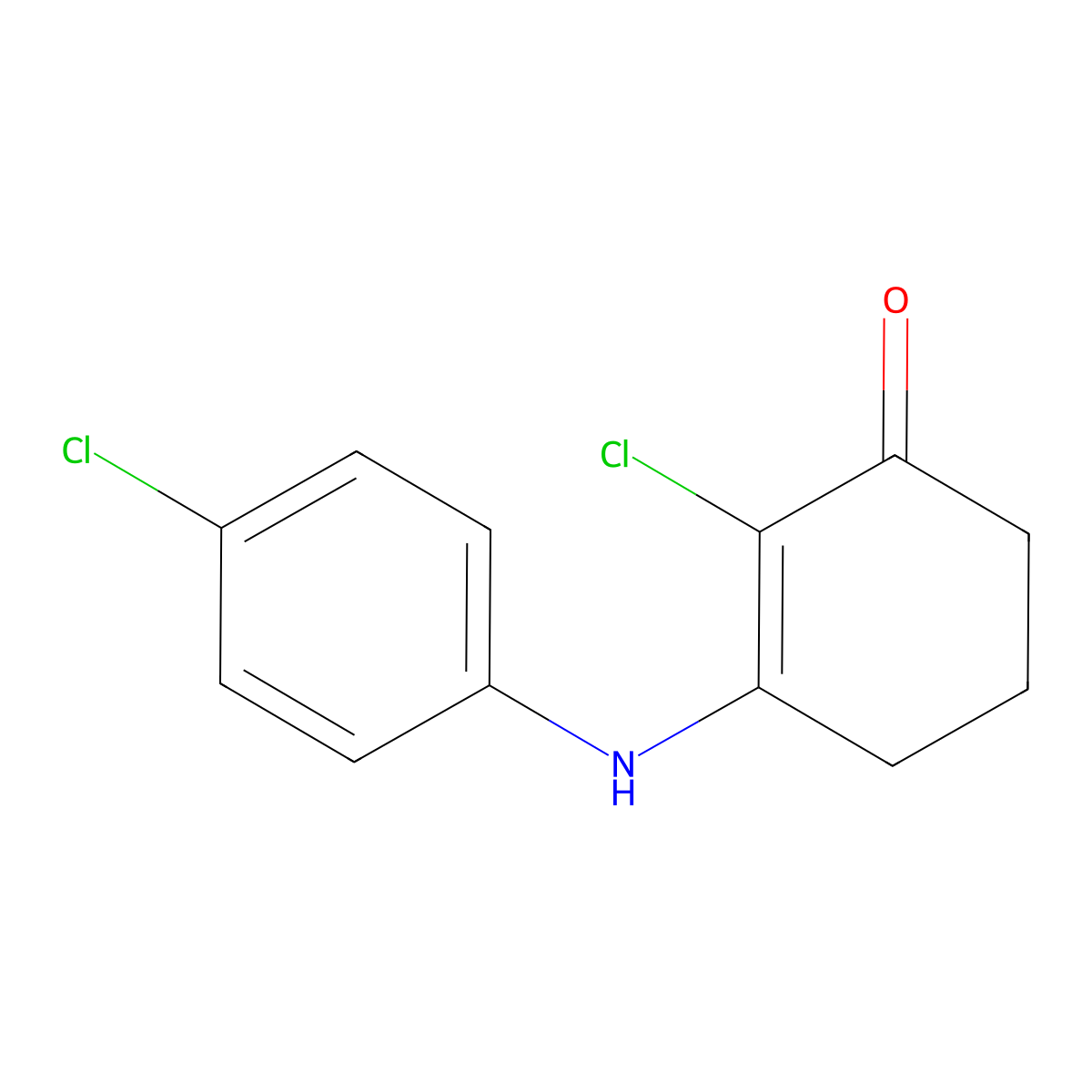 2-Chloro-3-((4-chlorophenyl)amino)cyclohex-2-EN-1-one molecular structure, CAS 1022891-20-8