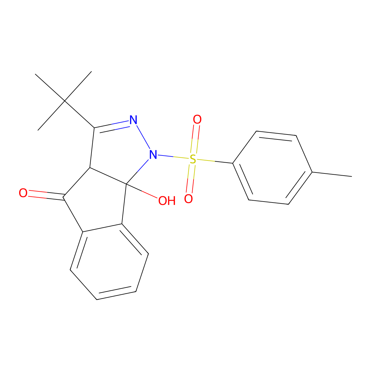 3-tert-butyl-8b-hydroxy-1-(4-methylphenyl)sulfonyl-3aH-indeno[1,2-c]pyrazol-4-one molecular structure, CAS 1022891-79-7