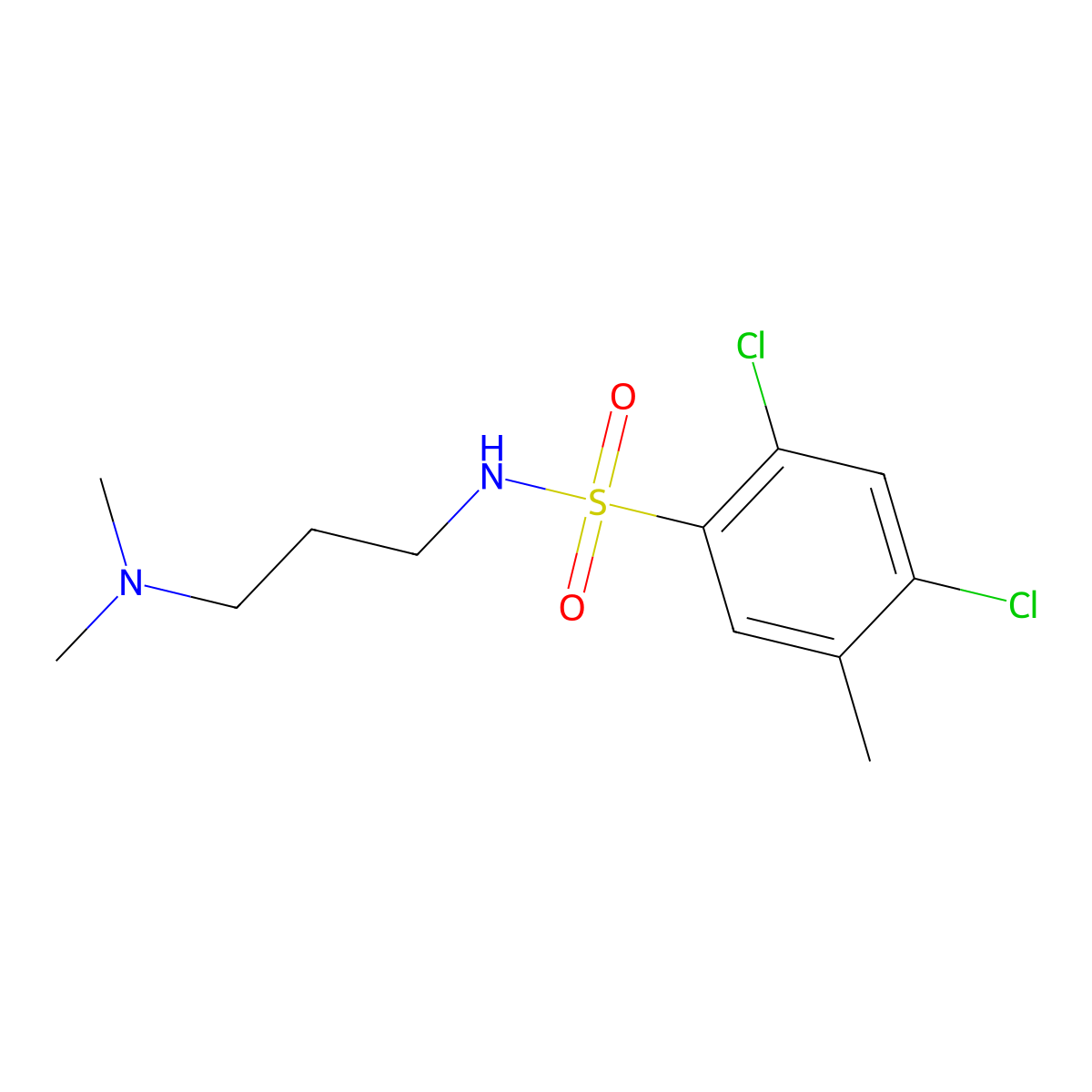 2,4-dichloro-N-[3-(dimethylamino)propyl]-5-methylbenzenesulfonamide molecular structure, CAS 1022892-44-9