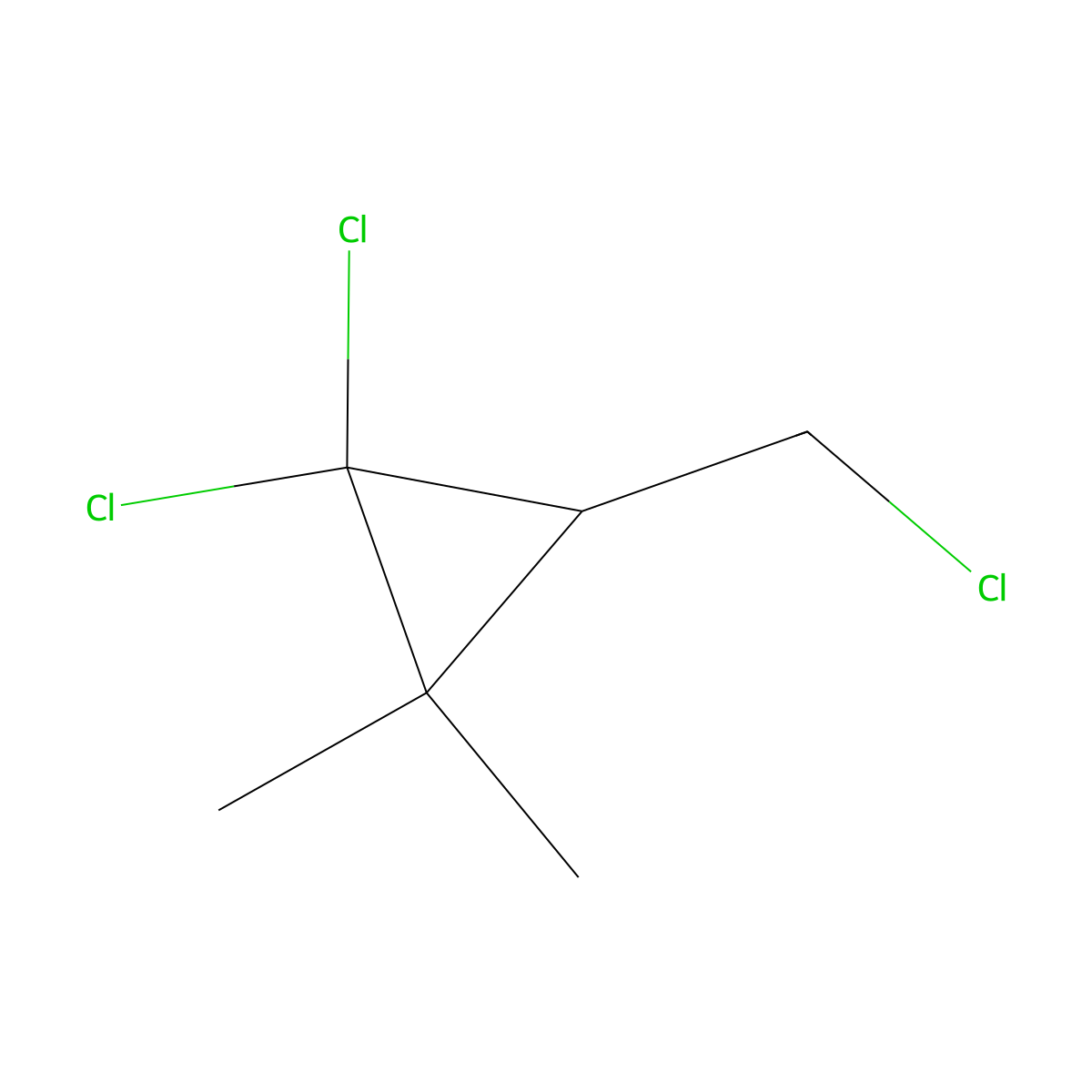 1,1-Dichloro-3-(chloromethyl)-2,2-dimethylcyclopropane molecular structure, CAS 10229-40-0