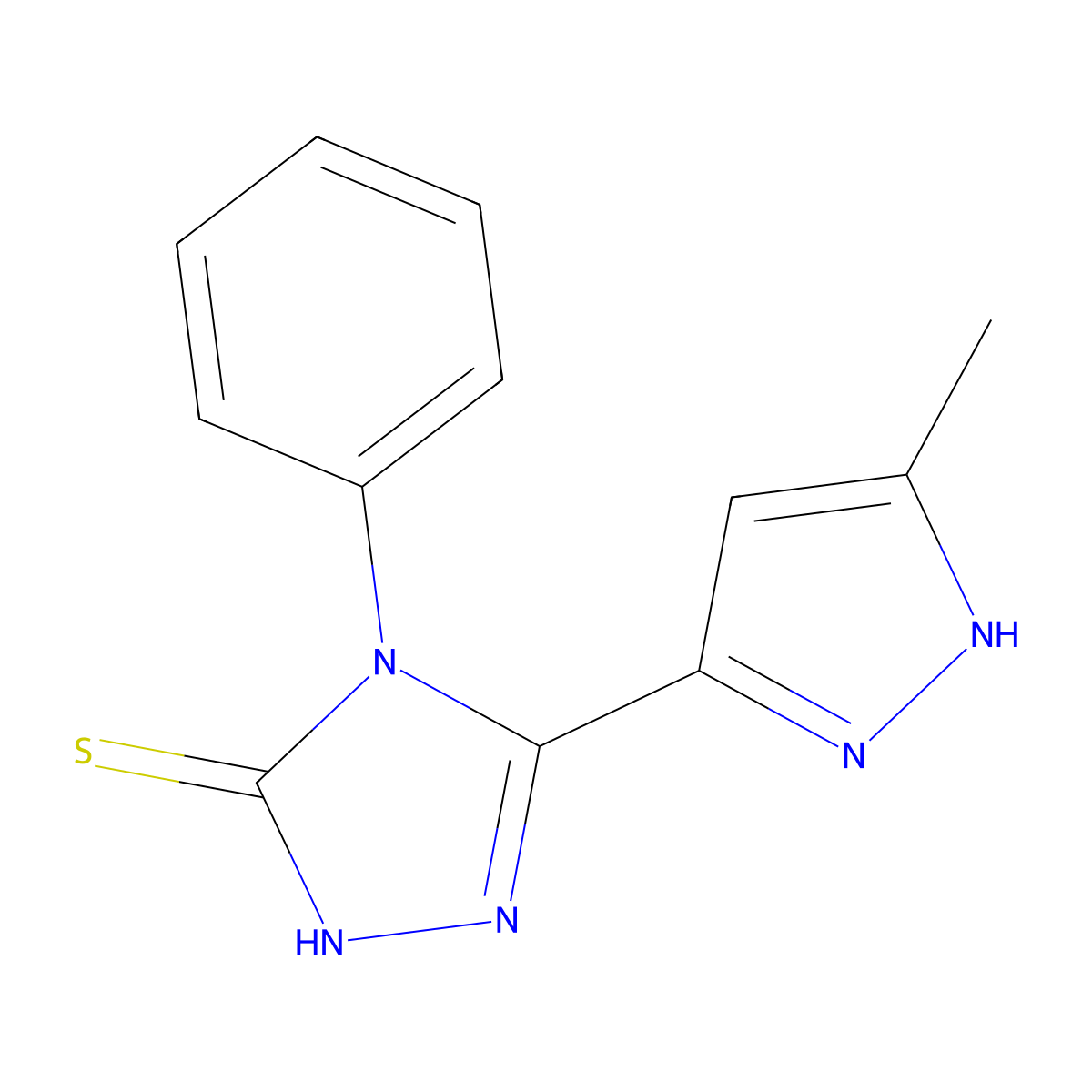 5-(5-methyl-1H-pyrazol-3-yl)-4-phenyl-4H-1,2,4-triazole-3-thiol molecular structure, CAS 1022902-08-4