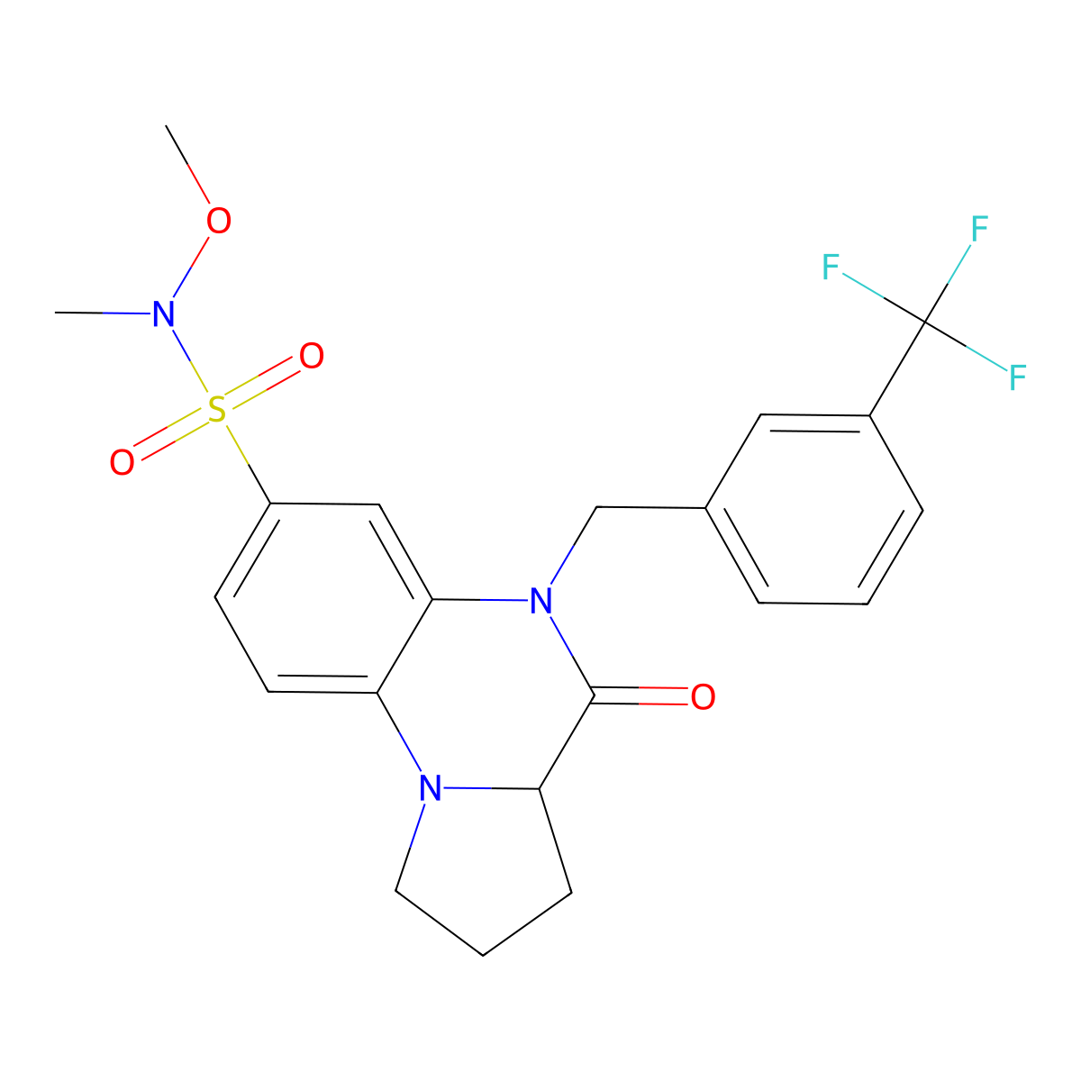 N-methoxy-N-methyl-4-oxo-5-[3-(trifluoromethyl)benzyl]-1,2,3,3a,4,5-hexahydropyrrolo[1,2-a]quinoxaline-7-sulfonamide molecular structure, CAS 1022903-91-8