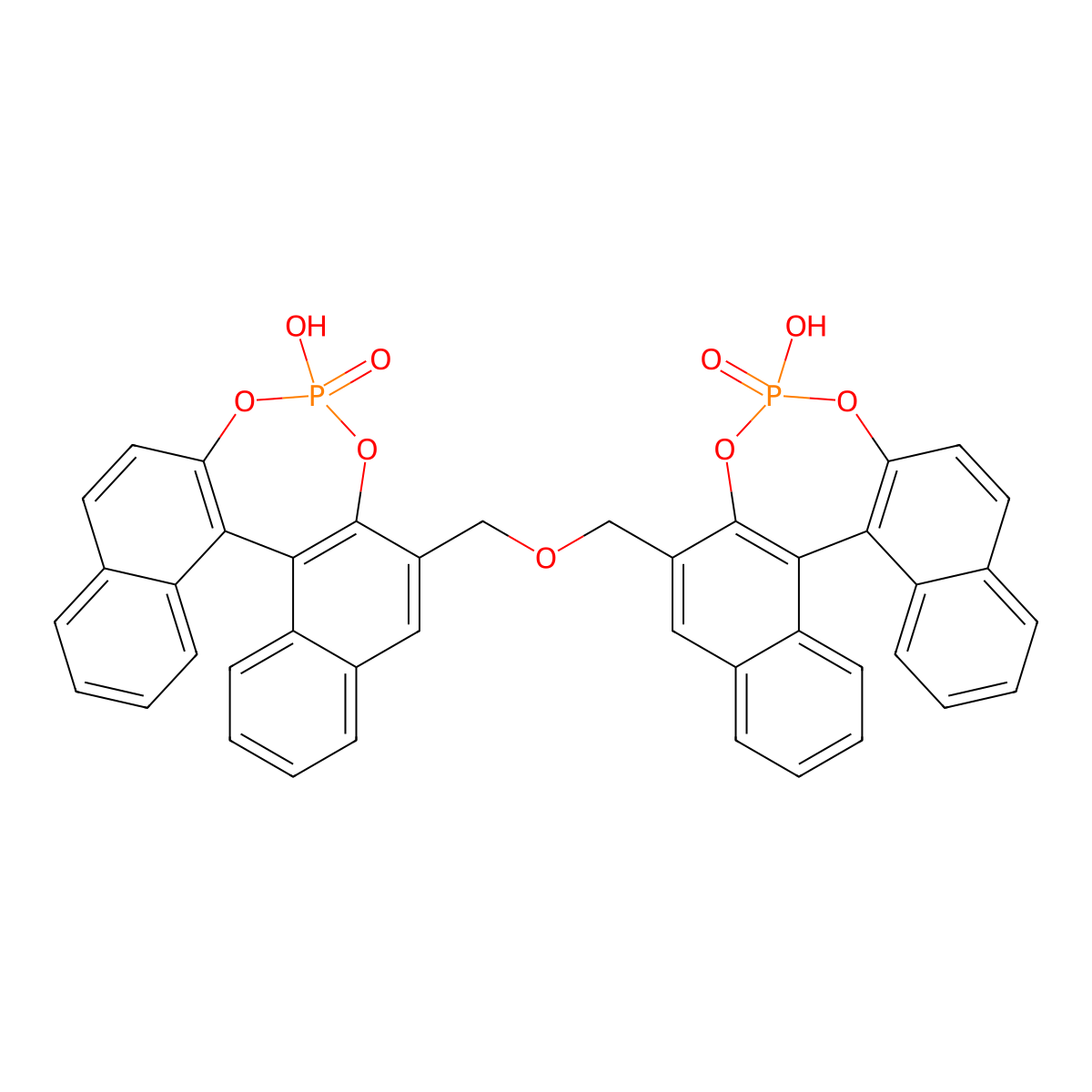 13-Hydroxy-10-[(13-hydroxy-13-oxo-12,14-dioxa-13lambda5-phosphapentacyclo[13.8.0.02,11.03,8.018,23]tricosa-1(15),2(11),3,5,7,9,16,18,20,22-decaen-10-yl)methoxymethyl]-12,14-dioxa-13lambda5-phosphapentacyclo[13.8.0.02,11.03,8.018,23]tricosa-1(15),2(11),3,5,7,9,16,18,20,22-decaene 13-oxide molecular structure, CAS 1022915-09-8