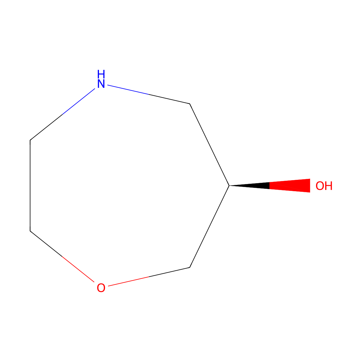 (6R)-Hexahydro-1,4-oxazepin-6-ol molecular structure, CAS 1022915-33-8