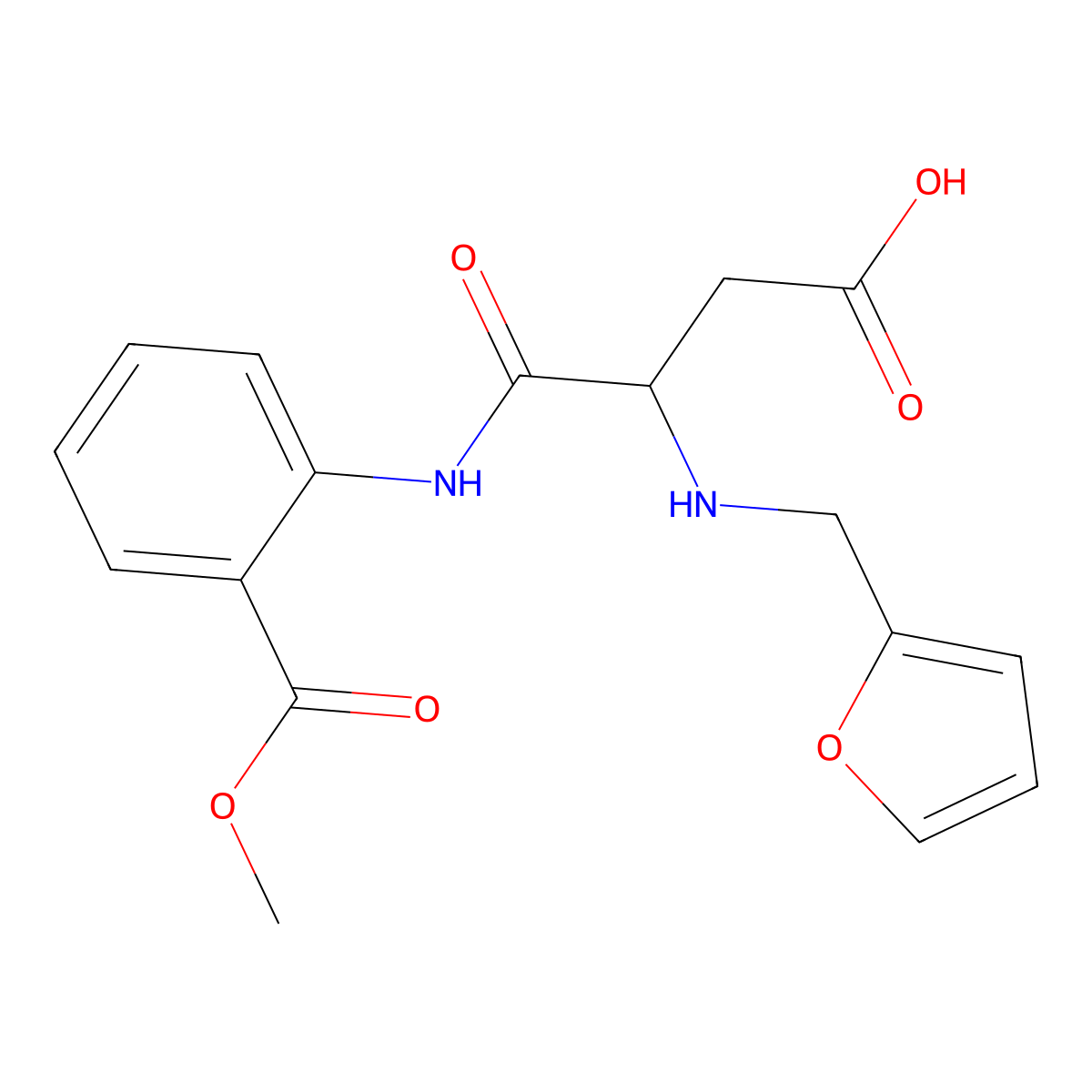 N~2~-(furan-2-ylmethyl)-N-[2-(methoxycarbonyl)phenyl]-alpha-asparagine molecular structure, CAS 1022917-18-5