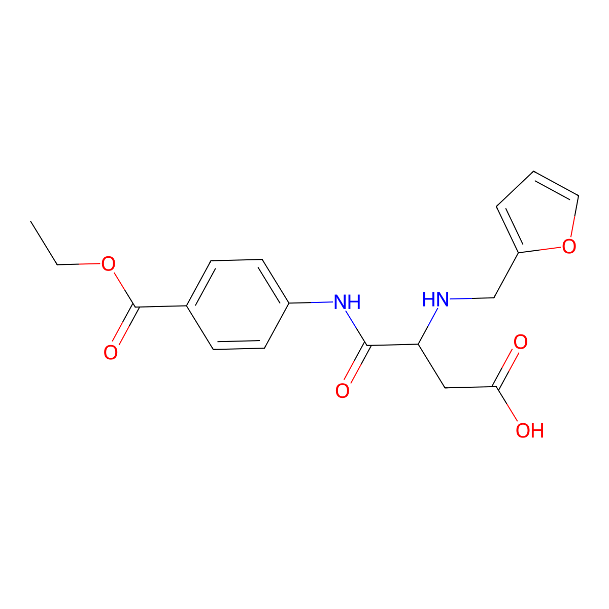 N-[4-(ethoxycarbonyl)phenyl]-N~2~-(furan-2-ylmethyl)-alpha-asparagine molecular structure, CAS 1022917-39-0