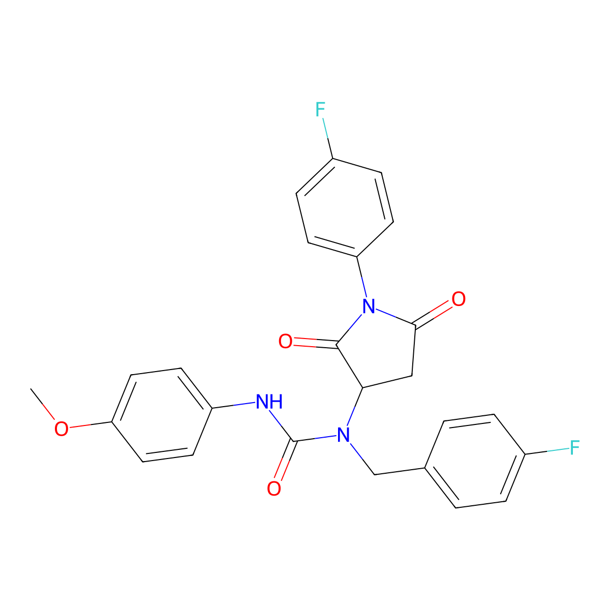 1-(4-Fluorobenzyl)-1-[1-(4-fluorophenyl)-2,5-dioxopyrrolidin-3-yl]-3-(4-methoxyphenyl)urea molecular structure, CAS 1022917-58-3