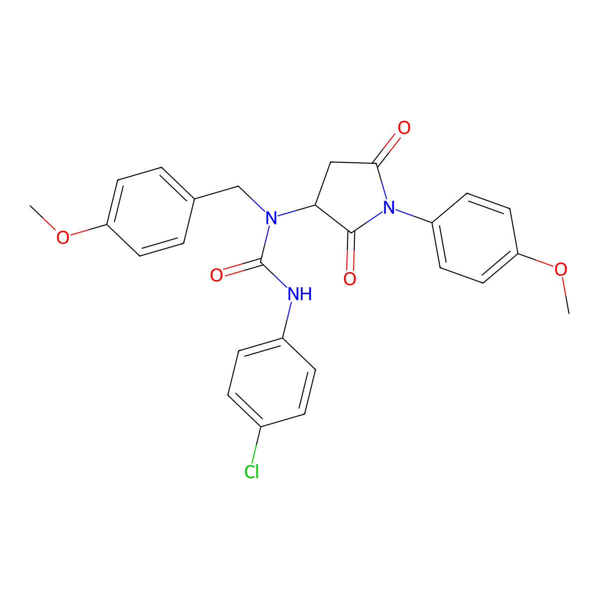 3-(4-Chlorophenyl)-1-(4-methoxybenzyl)-1-[1-(4-methoxyphenyl)-2,5-dioxopyrrolidin-3-yl]urea molecular structure, CAS 1022917-95-8