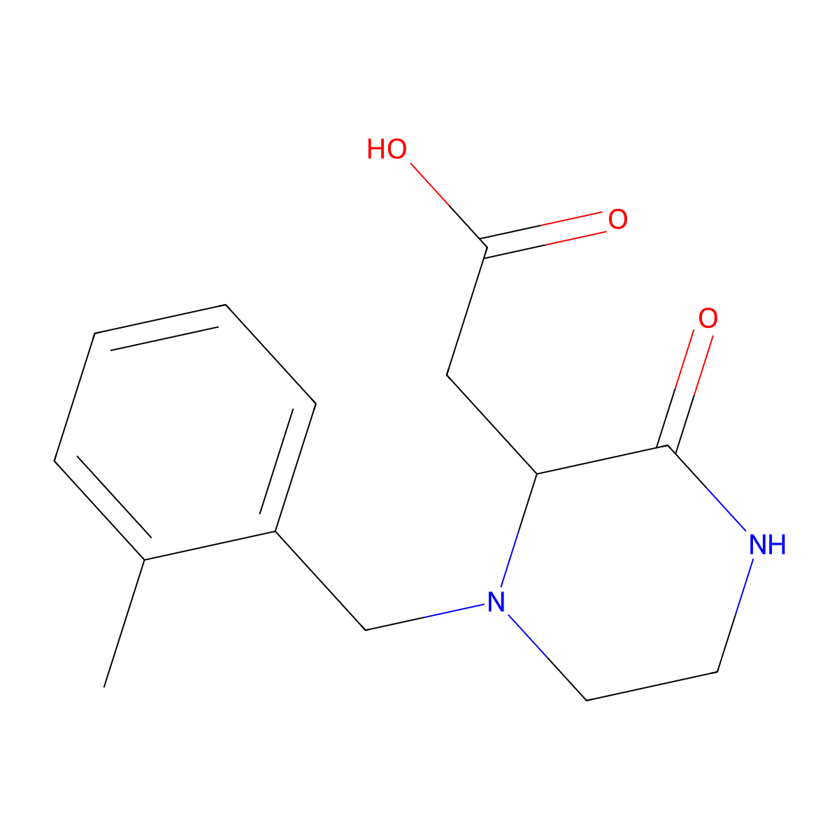 2-(1-(2-Methylbenzyl)-3-oxopiperazin-2-yl)acetic acid molecular structure, CAS 1022918-77-9
