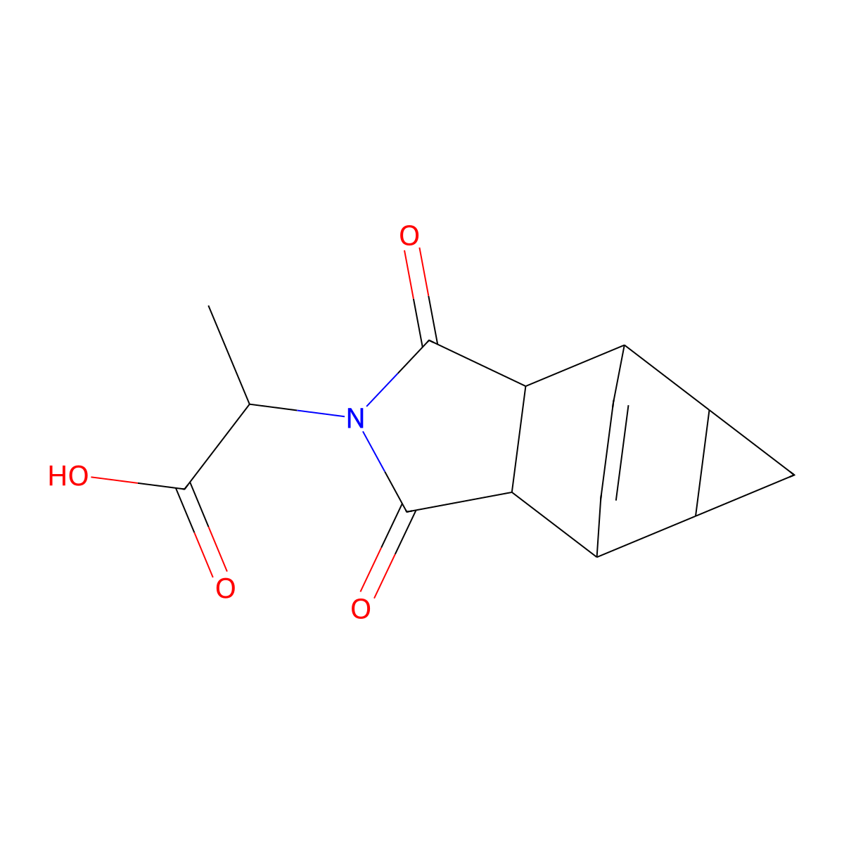 2-(1,3-dioxooctahydro-4,6-ethenocyclopropa[f]isoindol-2(1H)-yl)propanoic acid molecular structure, CAS 1022919-07-8
