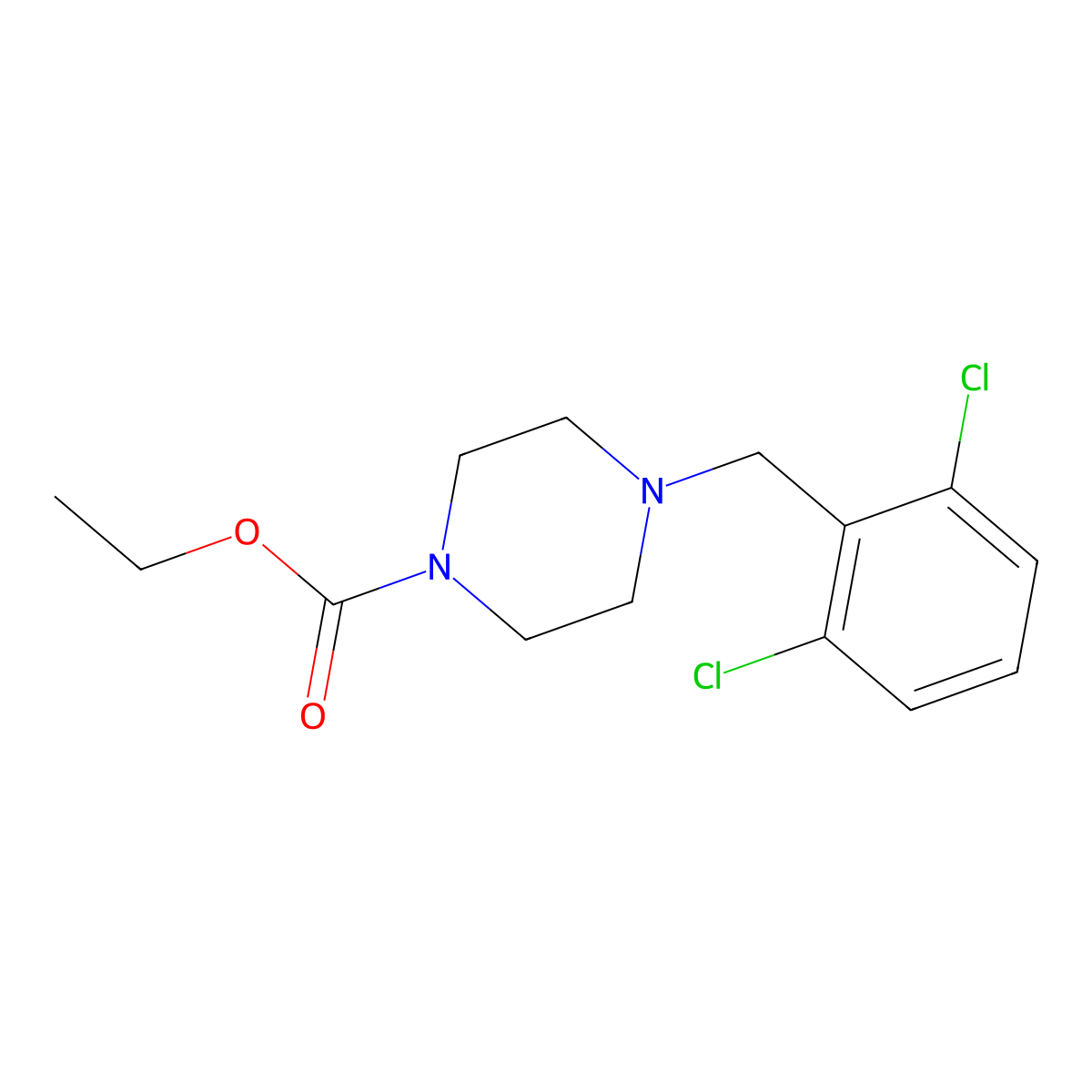 Ethyl4-[(2,6-dichlorophenyl)methyl]piperazine-1-carboxylate molecular structure, CAS 102292-51-3