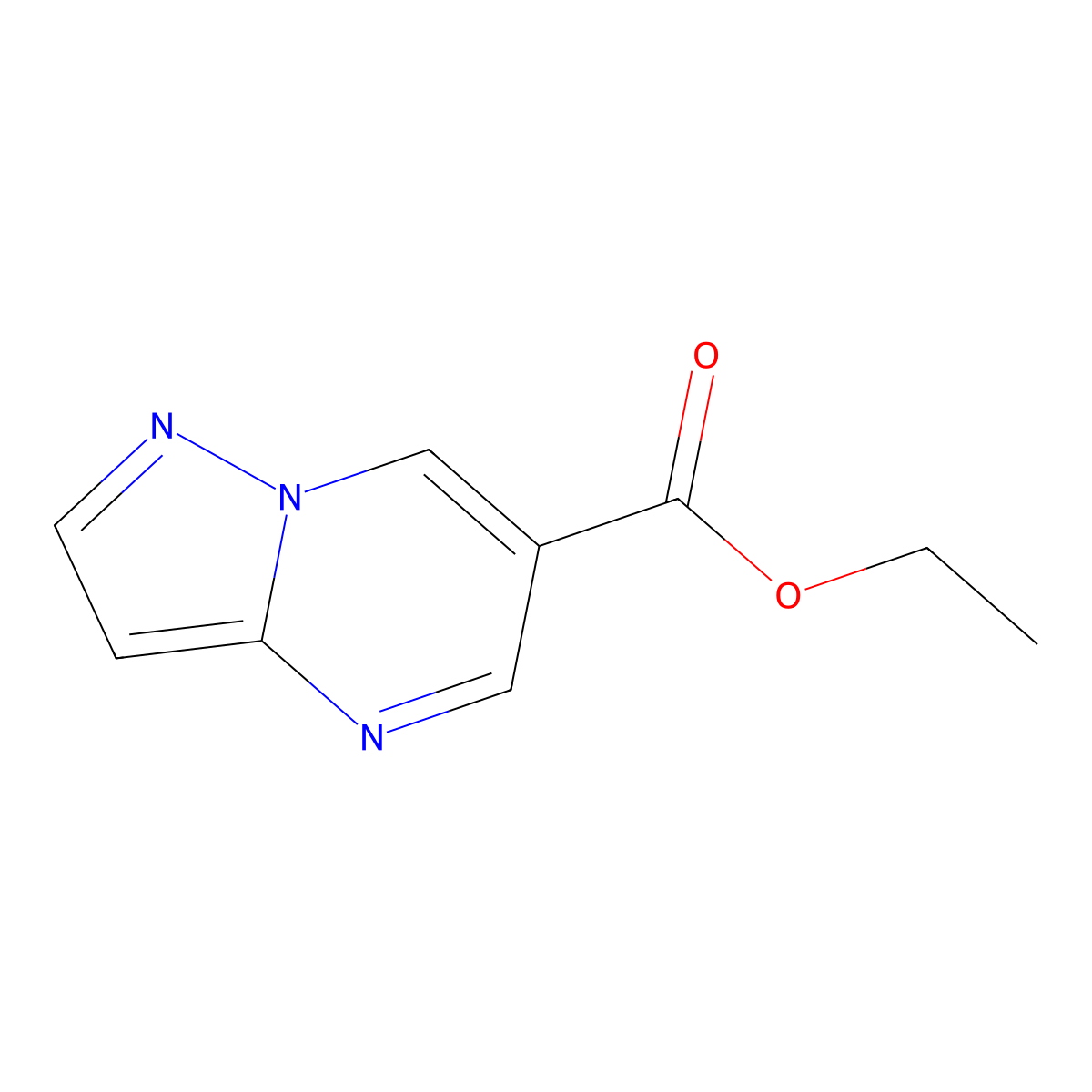Ethyl pyrazolo[1,5-a]pyrimidine-6-carboxylate molecular structure, CAS 1022920-59-7