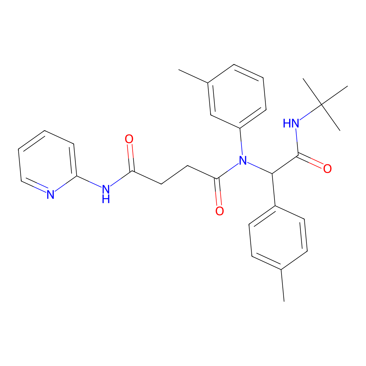N1-[2-[(1,1-Dimethylethyl)amino]-1-(4-methylphenyl)-2-oxoethyl]-N1-(3-methylphenyl)-N4-2-pyridinylbutanediamide molecular structure, CAS 1022920-60-0