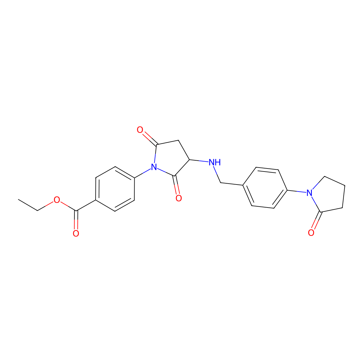 Ethyl 4-[2,5-dioxo-3-[[4-(2-oxopyrrolidin-1-yl)phenyl]methylamino]pyrrolidin-1-yl]benzoate molecular structure, CAS 1022922-26-4