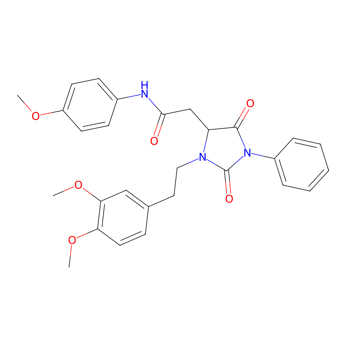 2-{3-[2-(3,4-dimethoxyphenyl)ethyl]-2,5-dioxo-1-phenylimidazolidin-4-yl}-N-(4-methoxyphenyl)acetamide molecular structure, CAS 1022922-27-5
