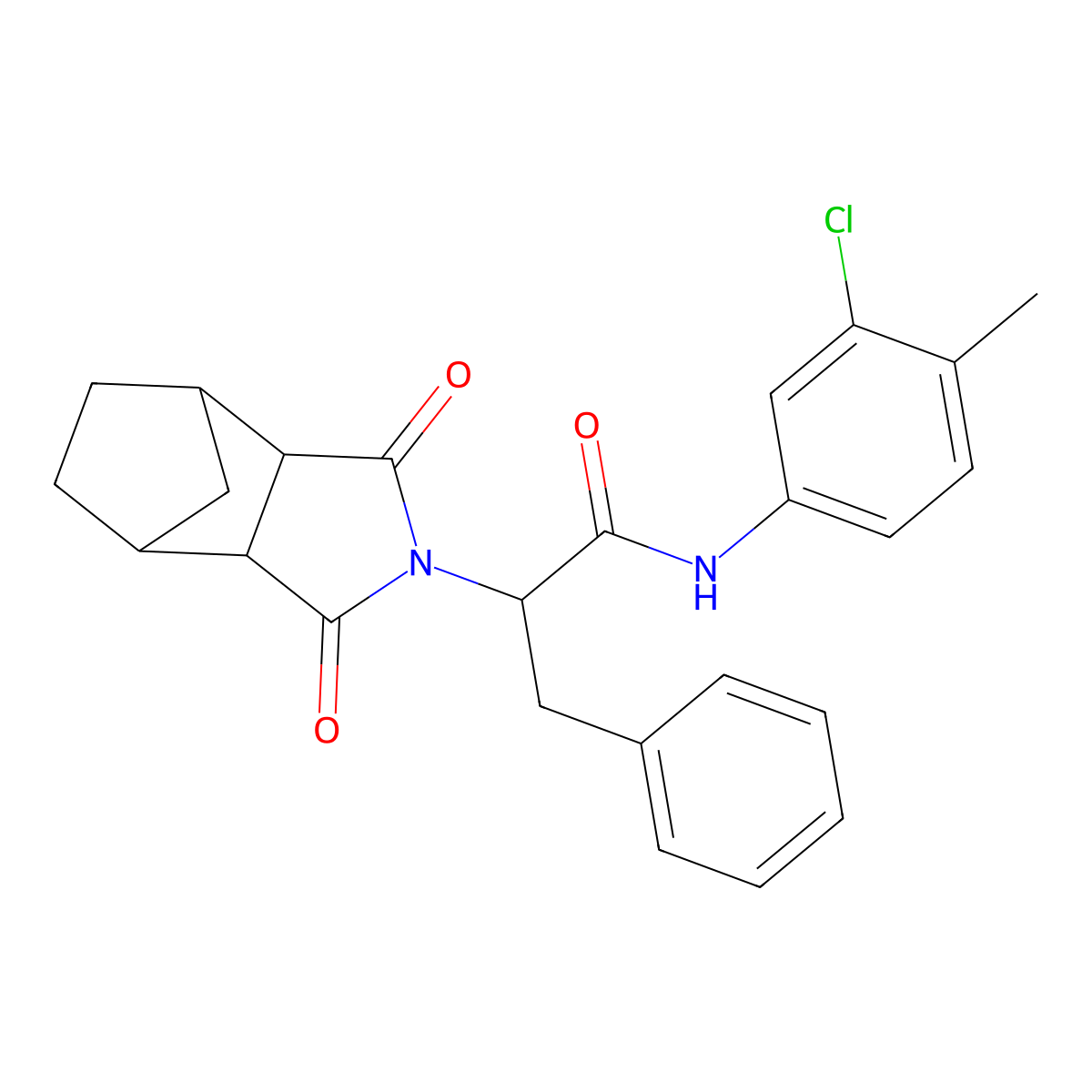 N-(3-chloro-4-methylphenyl)-2-(1,3-dioxooctahydro-2H-4,7-methanoisoindol-2-yl)-3-phenylpropanamide molecular structure, CAS 1022922-35-5