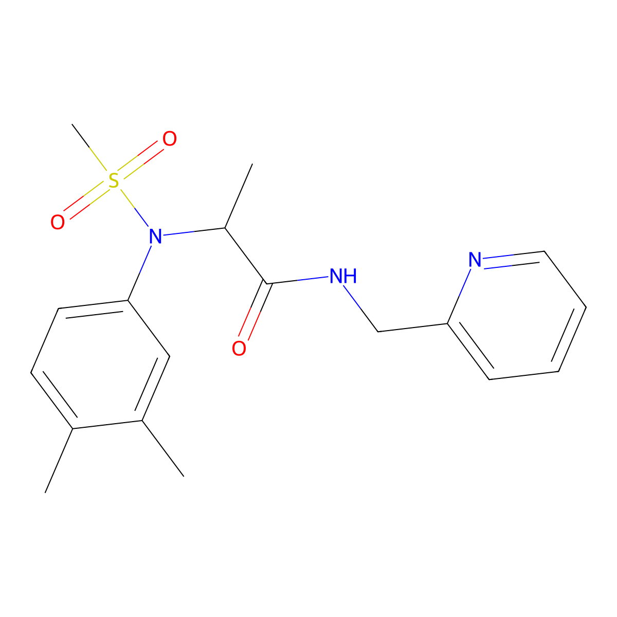 2-(3,4-dimethyl-N-methylsulfonylanilino)-N-(pyridin-2-ylmethyl)propanamide molecular structure, CAS 1022922-46-8