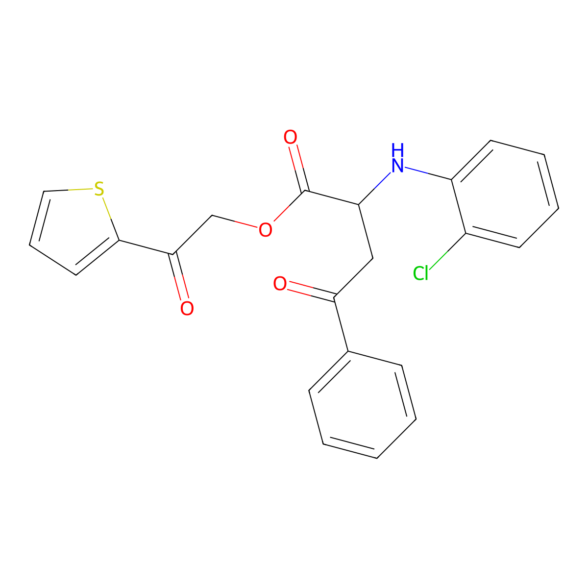 2-(2-Chloroanilino)-4-oxo-4-phenylbutanoic acid (2-oxo-2-thiophen-2-ylethyl) ester molecular structure, CAS 1022922-92-4