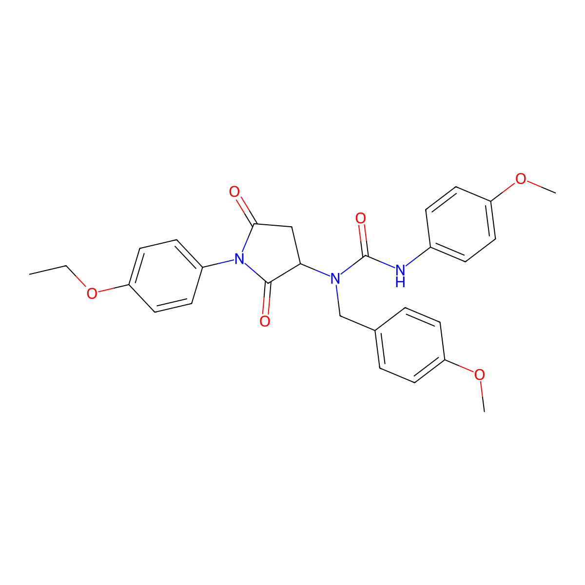 1-[1-(4-Ethoxyphenyl)-2,5-dioxopyrrolidin-3-yl]-1-(4-methoxybenzyl)-3-(4-methoxyphenyl)urea molecular structure, CAS 1022923-31-4