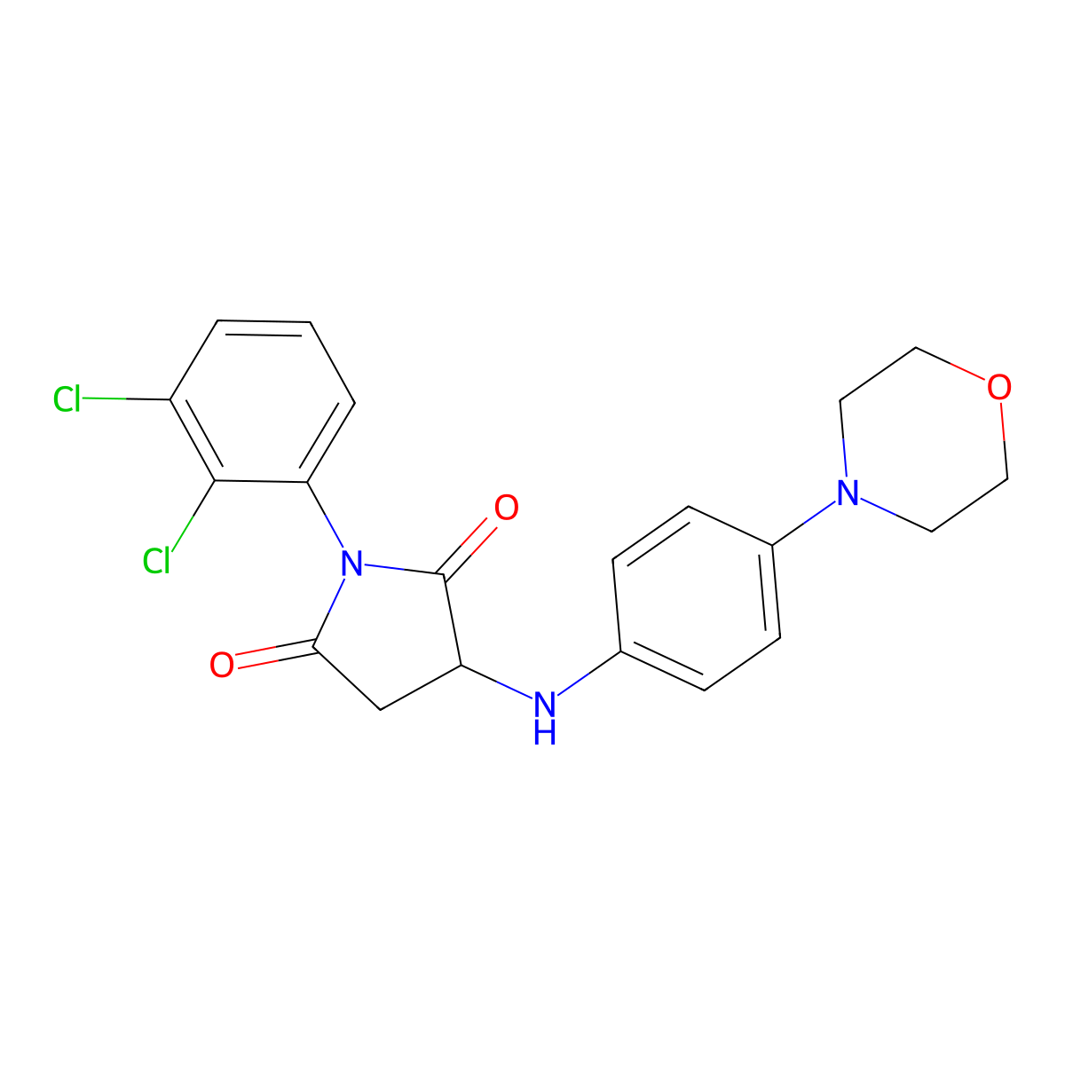 1-(2,3-Dichlorophenyl)-3-((4-morpholinophenyl)amino)pyrrolidine-2,5-dione molecular structure, CAS 1022924-08-8