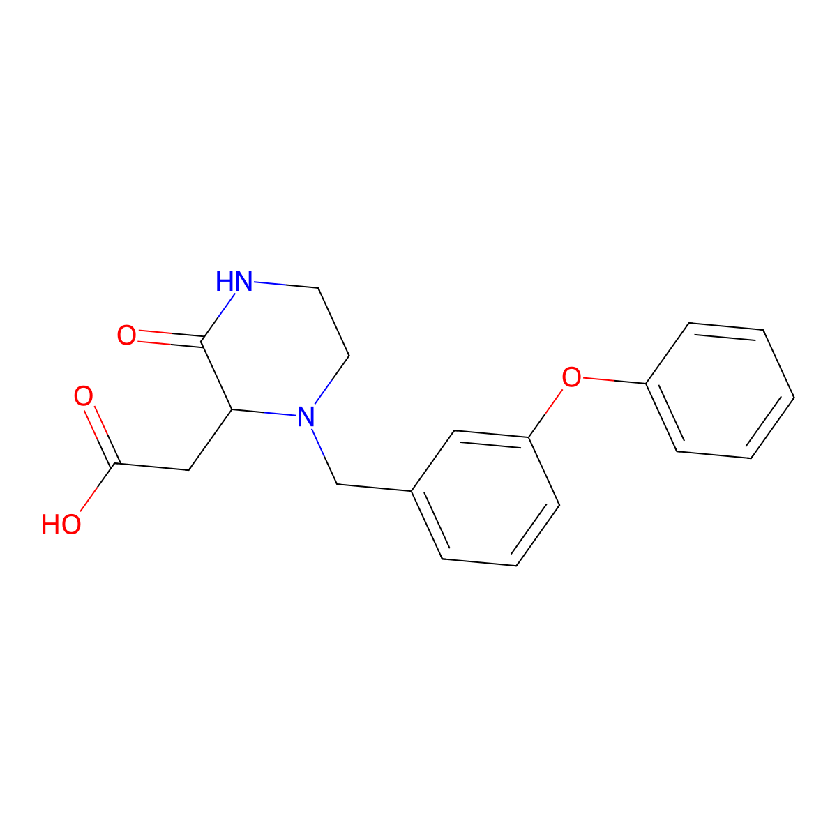 2-(3-Oxo-1-(3-phenoxybenzyl)piperazin-2-yl)acetic acid molecular structure, CAS 1022924-59-9