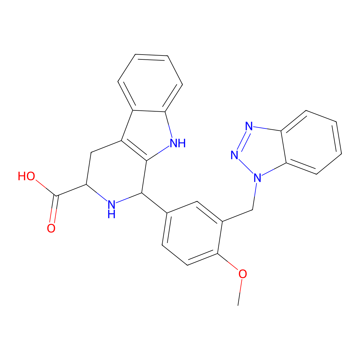 1-[3-(1H-benzotriazol-1-ylmethyl)-4-methoxyphenyl]-2,3,4,9-tetrahydro-1H-beta-carboline-3-carboxylic acid molecular structure, CAS 1022924-71-5