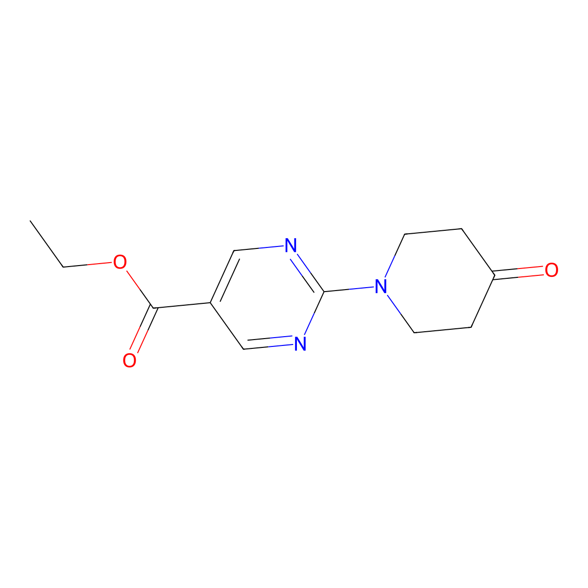 Ethyl 2-(4-oxopiperidin-1-yl)pyrimidine-5-carboxylate molecular structure, CAS 1022926-67-5