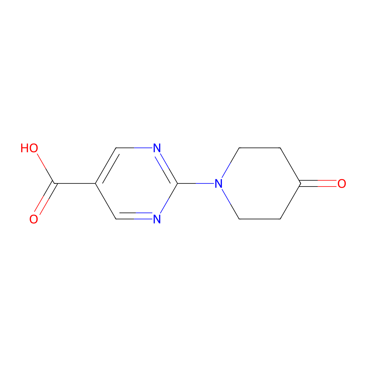 2-(4-Oxopiperidin-1-yl)pyrimidine-5-carboxylic acid molecular structure, CAS 1022926-73-3