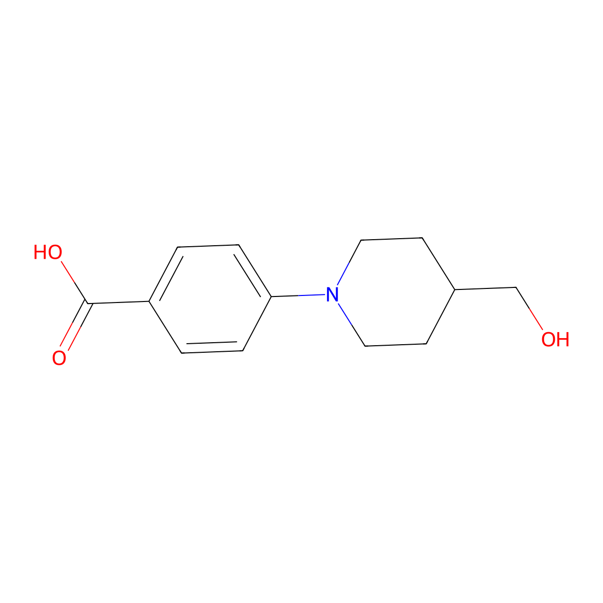 4-(4-(Hydroxymethyl)piperidin-1-yl)benzoic acid molecular structure, CAS 1022929-24-3