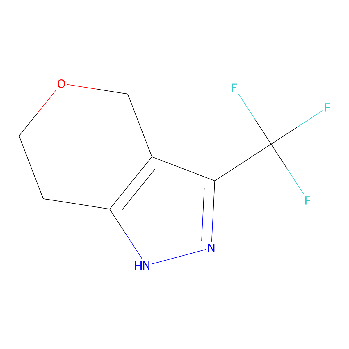 3-(trifluoromethyl)-1H,4H,6H,7H-pyrano(4,3-c)pyrazole molecular structure, CAS 1022931-45-8