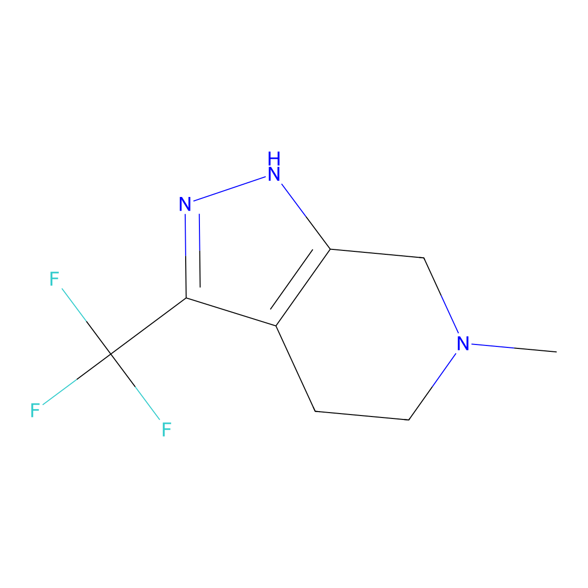 6-Methyl-3-(trifluoromethyl)-4,5,6,7-tetrahydro-1H-pyrazolo[3,4-C]pyridine molecular structure, CAS 1022931-56-1
