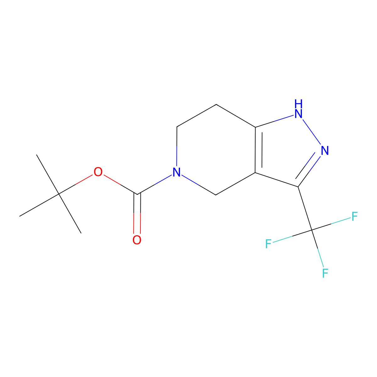tert-butyl 3-(trifluoromethyl)-1H,4H,5H,6H,7H-pyrazolo[4,3-c]pyridine-5-carboxylate molecular structure, CAS 1022931-73-2