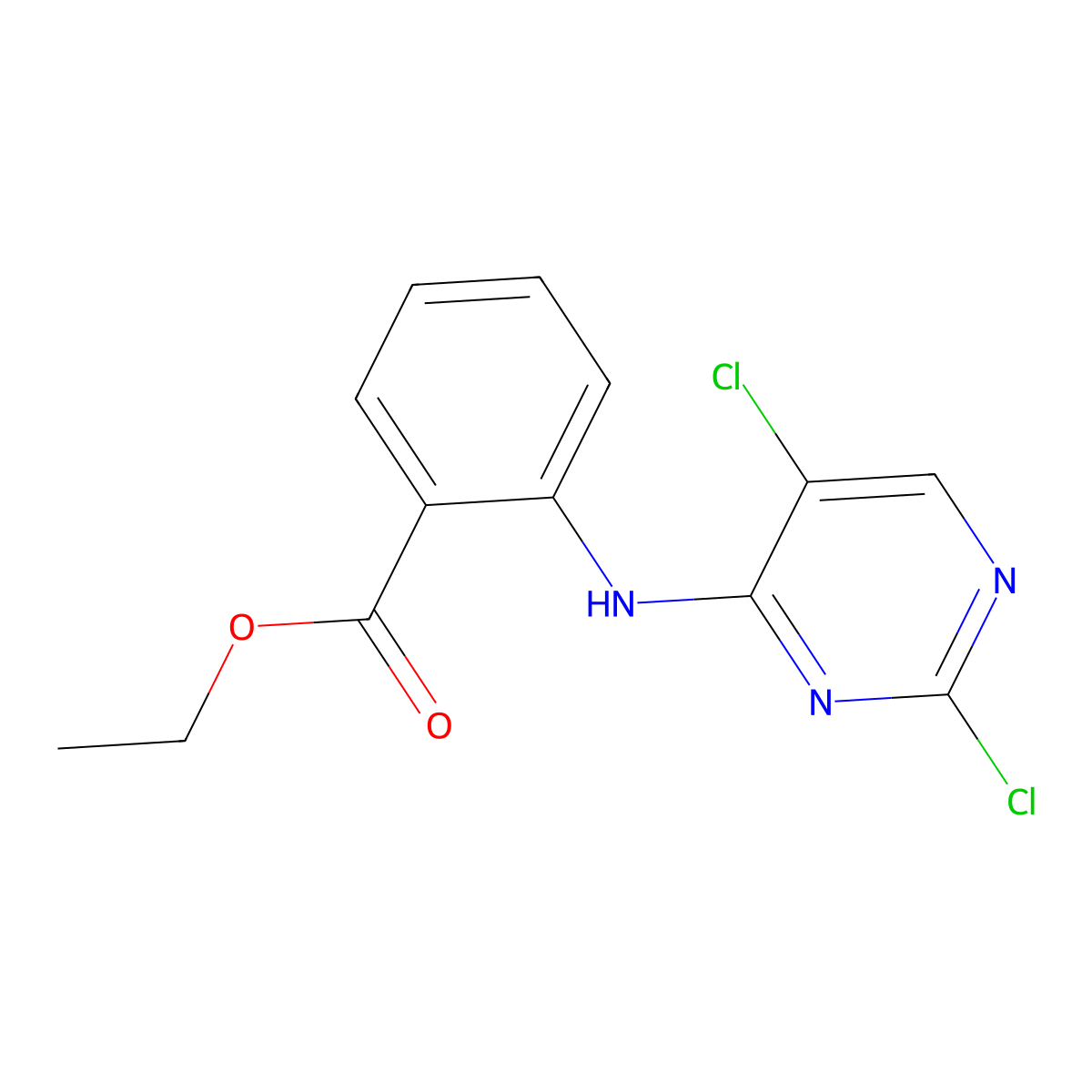 Ethyl 2-((2,5-dichloropyrimidin-4-yl)amino)benzoate molecular structure, CAS 1022947-10-9