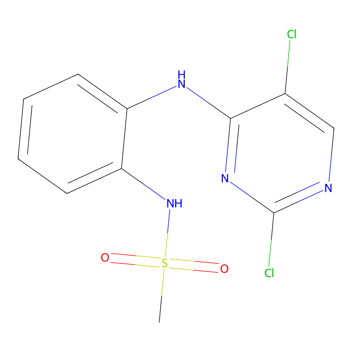 N-[2-(2,5-Dichloro-pyrimidin-4-ylamino)-phenyl]-methanesulfonamide molecular structure, CAS 1022958-40-2