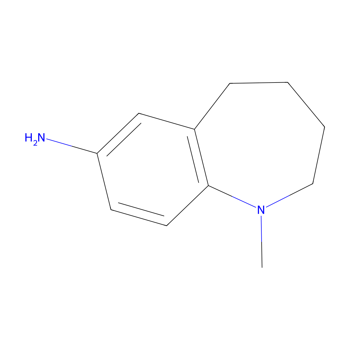 1-methyl-2,3,4,5-tetrahydro-1H-1-benzazepin-7-amine molecular structure, CAS 1022959-73-4