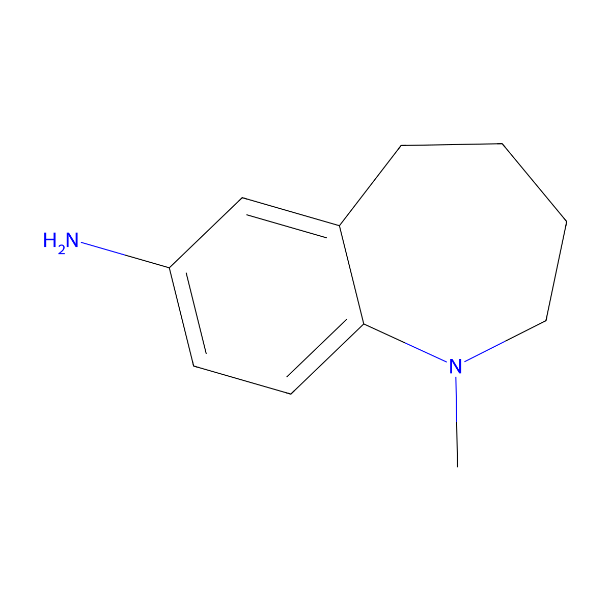 1-methyl-2,3,4,5-tetrahydro-1H-1-benzazepin-7-amine molecular structure, CAS 1022959-73-4