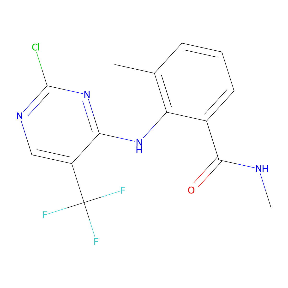 Benzamide, 2-[[2-chloro-5-(trifluoromethyl)-4-pyrimidinyl]amino]-N,3-dimethyl- molecular structure, CAS 1022960-23-1