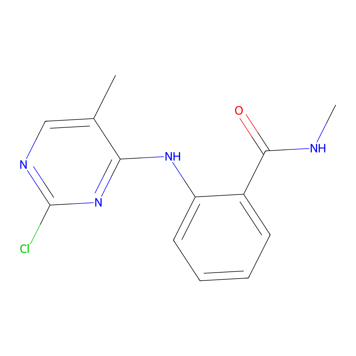 2-(2-Chloro-5-methyl-pyrimidin-4-ylamino)-N-methyl-benzamide molecular structure, CAS 1022964-14-2