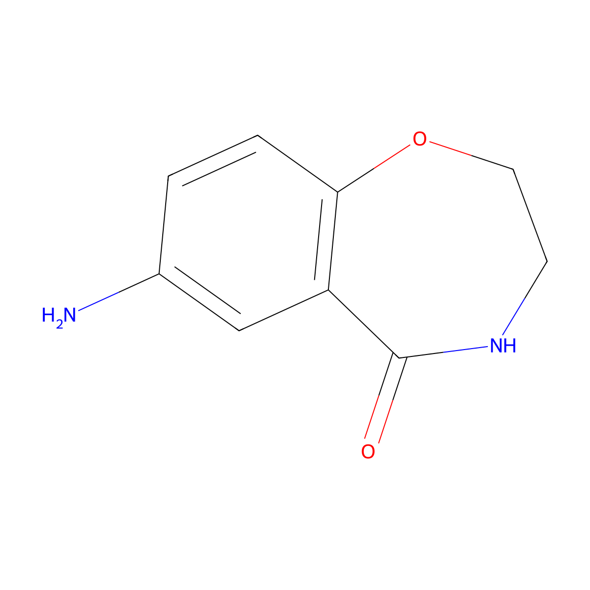 7-Amino-2,3,4,5-tetrahydro-1,4-benzoxazepin-5-one molecular structure, CAS 1022969-21-6